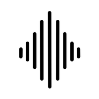 A black soundwave or equalizer icon with vertical bars of varying heights arranged symmetrically on a white background.